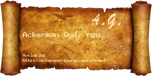 Ackerman György névjegykártya